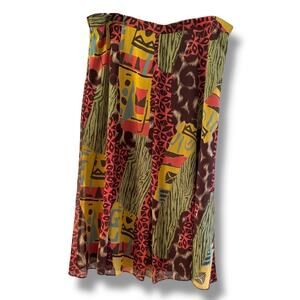 Pinky & Dianne XL Skirt Abstract Tribal-Inspired Print Lined –‎ Side Zip Closure